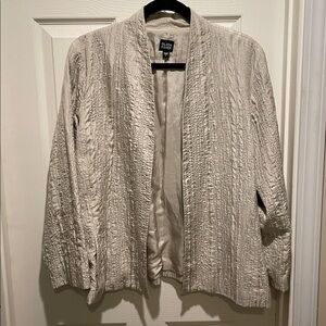 Eileen Fisher silk embroidered open blazer